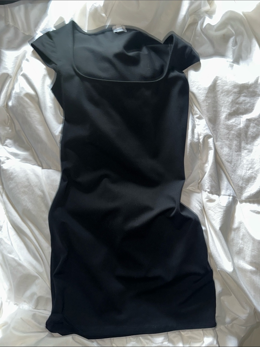 Garage Black Cap-Sleeve Mini Dress